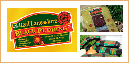 Packaging design from Stripey Media for the Lancashire Black Pudding Company