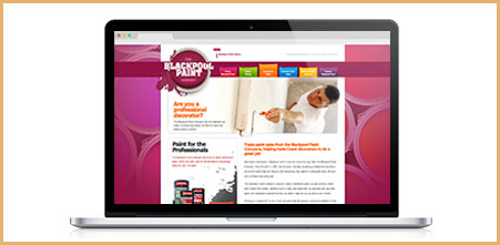 High end website design in Lancashire from Stripey Media for the Blackpool Paint Company