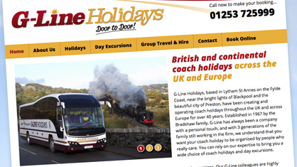 Logo design and bespoke website design - G-Line Holidays