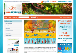 Bespoke ecommerce website design - Love Aquatics