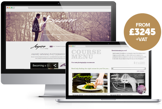 Website design package Advanced from Stripey Media - example, Aspire Photography Training